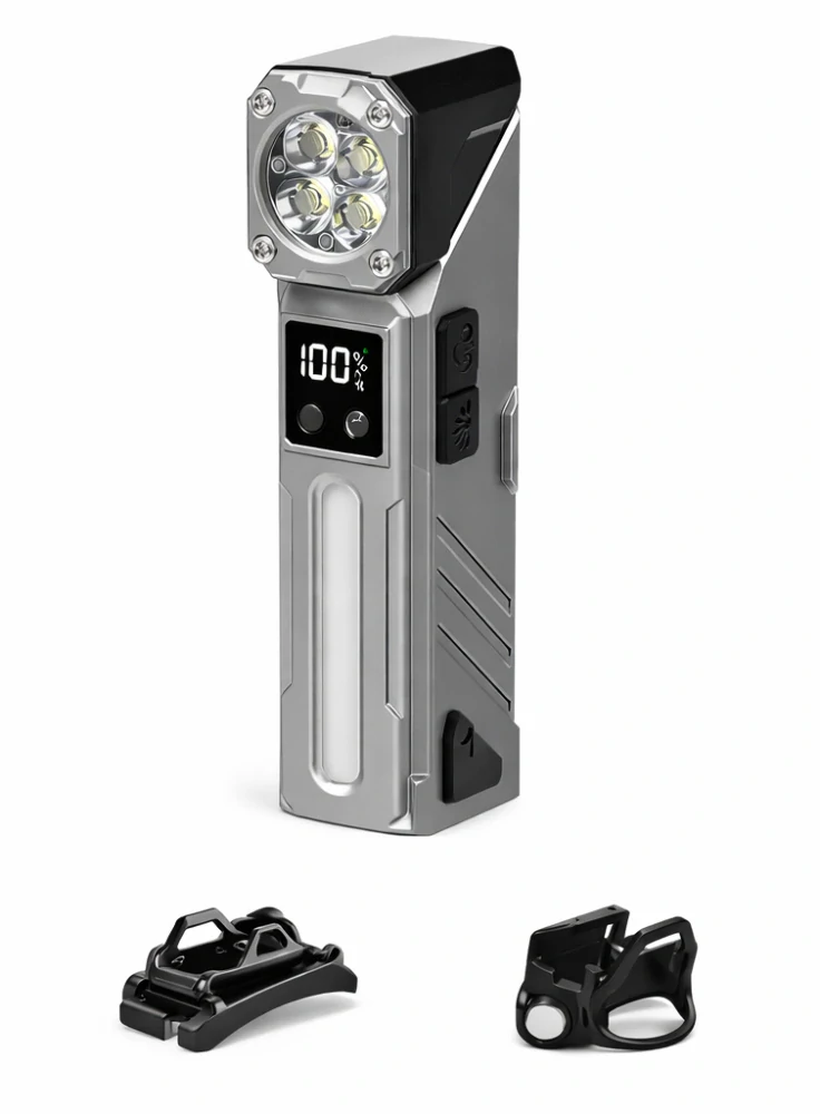 Nakida T-130 Multifunkční LED svítilna s pohybovým senzorem, RGB bočním světlem a magnetem – šedá
