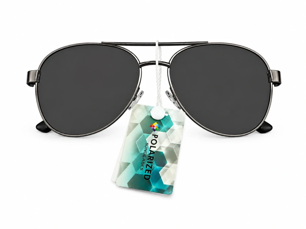 Polarizační unisex sluneční brýle ZHglasses P6953 se šedými skly, černý kovový rámeček, UV400, Cat.3