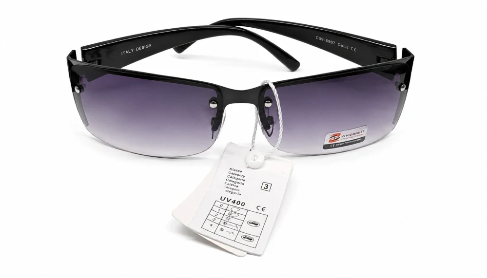 Sluneční unisex brýle ZHglasses C09-6987, černý rám, fialovo-šedá skla, Cat.3