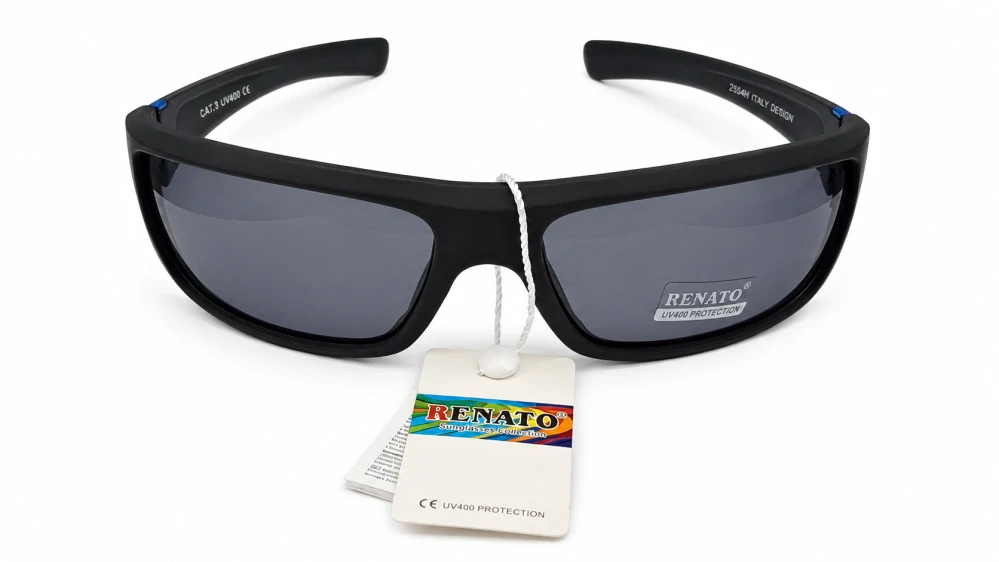 Sluneční unisex brýle Renato 24534, černý matný rám / šedá skla, Cat.3