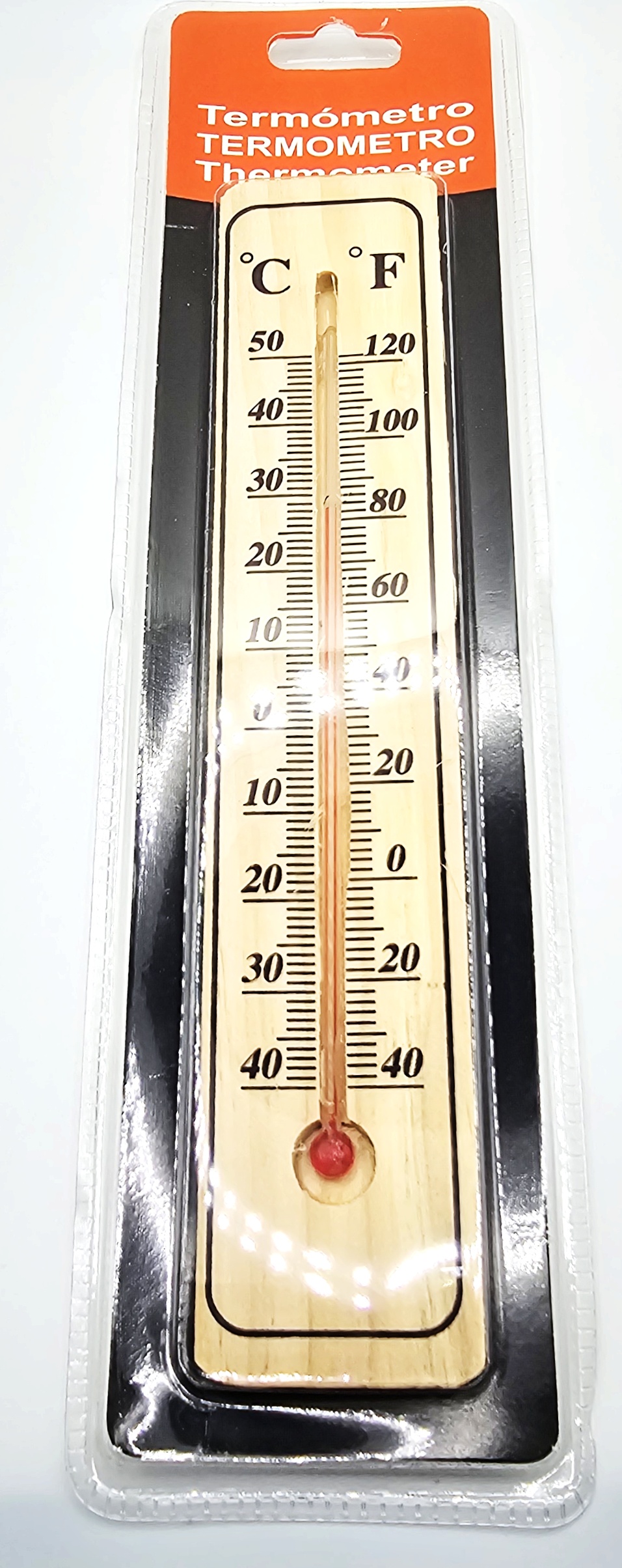 Dřevěný teploměr Nakida HT-2113-3, Venkovní a vnitřní, -40°C až +50°C, Bukové dřevo, 20cm