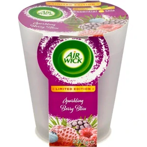 Air Wick Sparkling Berry Bliss, vonná svíčka ve skle 220 g – Zimní ovoce, limitovaná edice