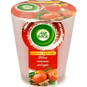 Air Wick Warm Cinnamon & Apple 220 g – svíčka s vůní jablka a skořice, limitovaná edice