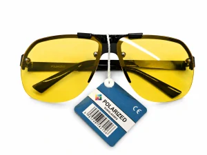 Polarizační sluneční brýle ZHglasses P8718 se žlutými skly, černý kovový polorám, UV400, unisex
