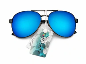 Polarizační unisex sluneční brýle ZHglasses P6953 s modrým zrcadlovým efektem, šedá skla, kovový rámeček, UV400, Cat.3