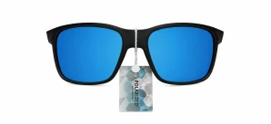 Polarizační unisex sluneční brýle ZHglasses C04-6410 s modrým zrcadlem, hnědo-fialová skla, matný černý rámeček, UV400, Cat.3