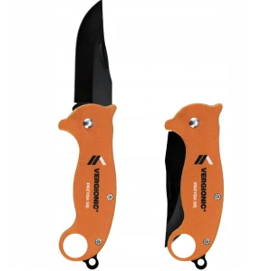 Vergionic kapesní nůž skládací 16,5 cm, černá čepel, oranžovo-černá rukojeť