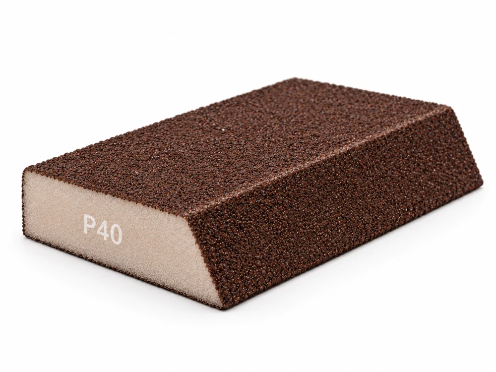 Nakida brusná houbička P40 zkosená 120 × 90 × 25 mm, hnědá