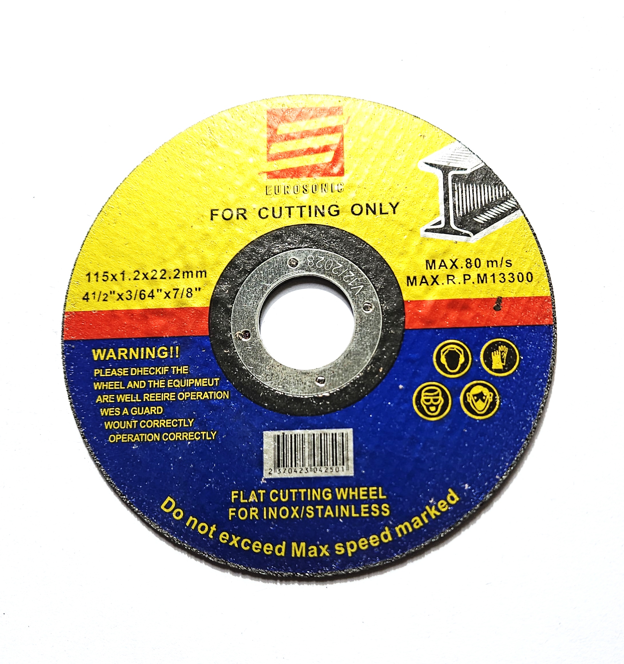 Řezný kotouč na kov Eurosonic 115mm | 115x1,2x22,2mm | Na železo a ocel | Pro úhlové brusky