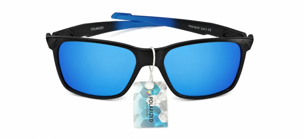 Polarizační unisex sluneční brýle ZHglasses C04-6410 s modrým zrcadlem, hnědo-fialová skla, matný černý rámeček, UV400, Cat.3