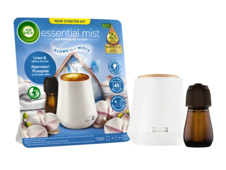 Air Wick aroma difuzér + náplň Linen & White Orchid 20 ml
