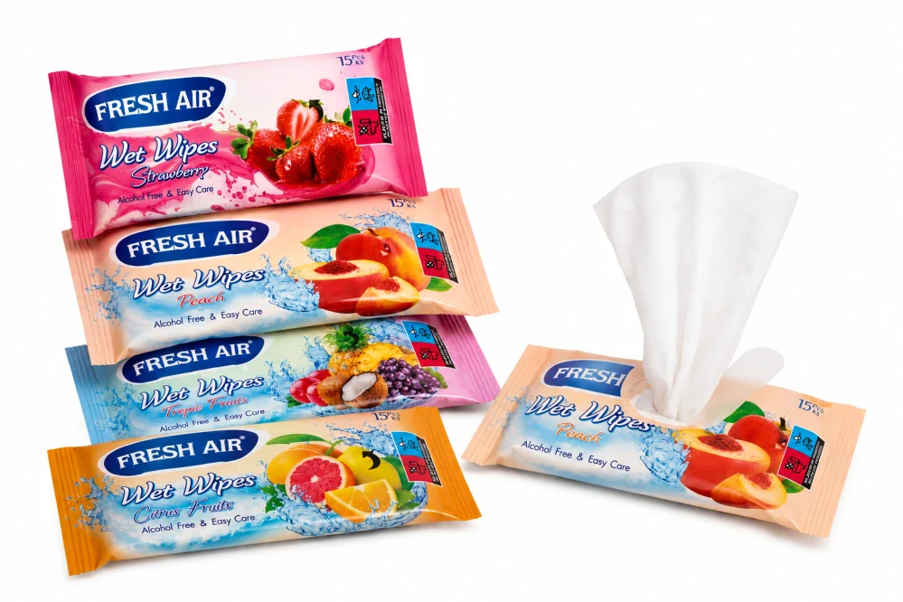 Fresh Air Vlhčené kapesní ubrousky 15 ks – ovocná vůně, Alcohol Free & Easy Care