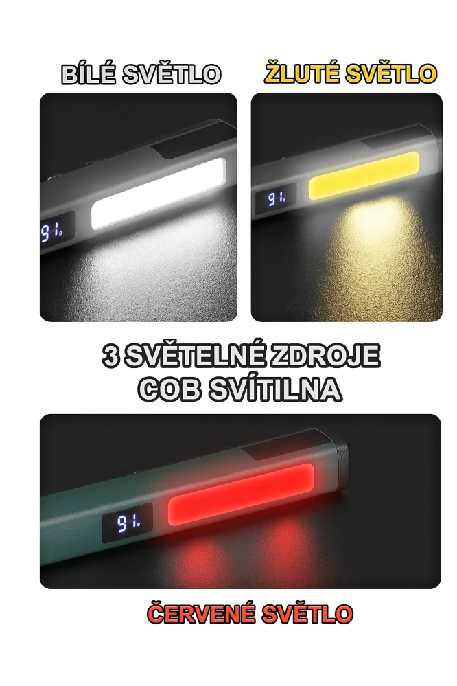 Nakida W08 multifunkční COB LED svítilna, USB-C, šedá