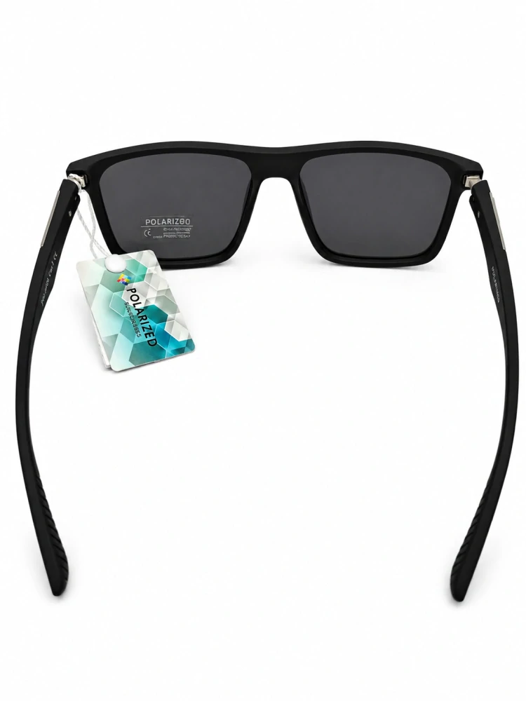 Polarizační unisex sluneční brýle ZHglasses P6608 se šedými skly, matný šedočerný Soft-Touch rámeček, flexi nožičky, UV400, Cat.3
