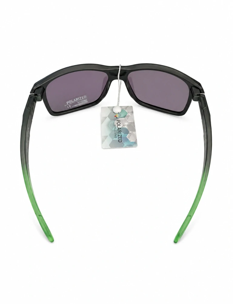 Polarizační unisex sluneční brýle ZHglasses C04-6410 se smaragdově zeleným zrcadlem, fialovo-šedá skla, matný černý rámeček, UV400, Cat.3