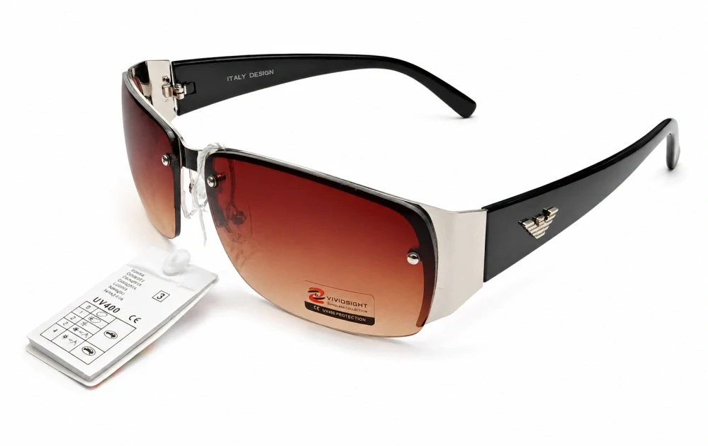 Sluneční unisex brýle ZHglasses C09-6987, stříbrný rám, hnědá stínovaná skla, Cat.3