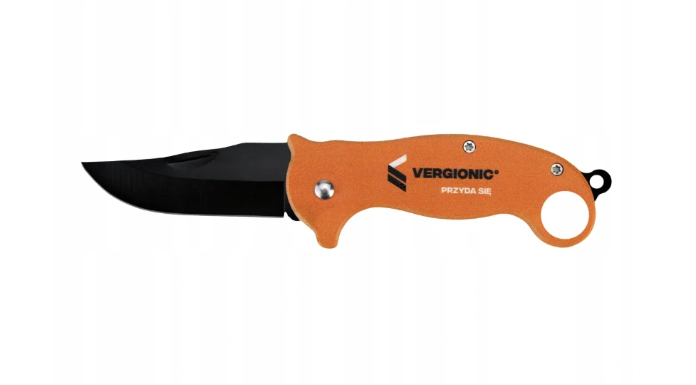 Vergionic kapesní nůž skládací 16,5 cm, černá čepel, oranžovo-černá rukojeť