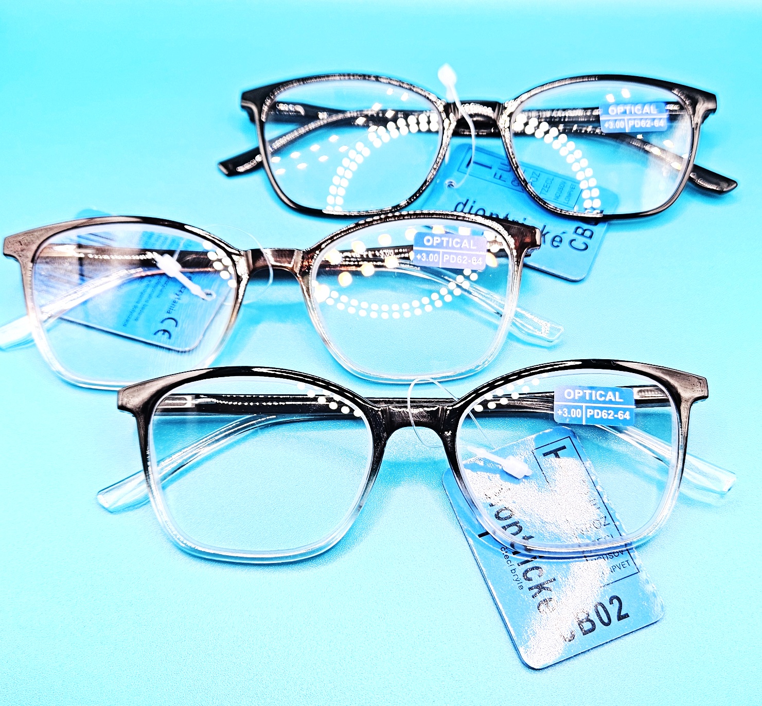 Dioptrické brýle JingGlass SLIM, dioptrie +3,0 plastové rámečky