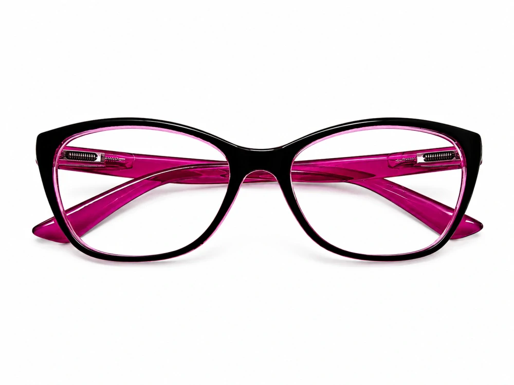 Dámské dioptrické brýle JingGlass DE LUXE TL8822 Flexi +2,0, černo-růžové