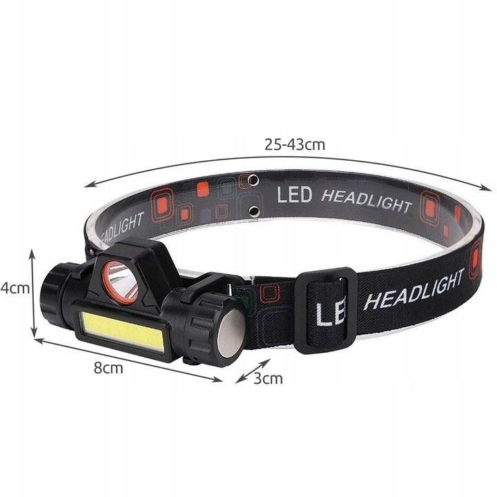 Nakida TK-026 CREE XPE+COB čelová svítilna 2v1, nabíjecí USB.