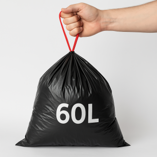 VI Pack Zatahovací pytle na odpad 60L, 10 ks, černé, PE, recyklovatelné